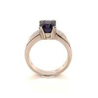 Bluish-Violet Colored Spinel and Diamond Ring in 18 Karat Gold