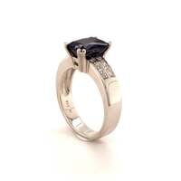 Bluish-Violet Colored Spinel and Diamond Ring in 18 Karat Gold Bluish-Violet Colored Spinel and Diamond Ring in 18 Karat Gold