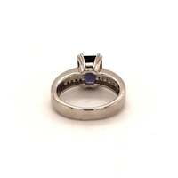 Bluish-Violet Colored Spinel and Diamond Ring in 18 Karat Gold