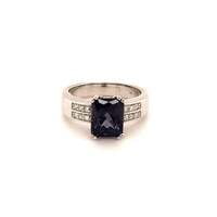 Bluish-Violet Colored Spinel and Diamond Ring in 18 Karat Gold