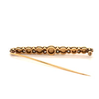 Bar Brooch with Old cut Diamonds and Natural Half Pearls