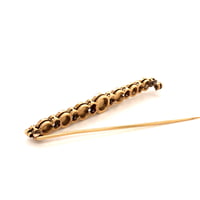 Bar Brooch with Old cut Diamonds and Natural Half Pearls