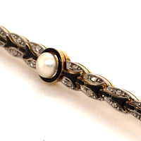 Victorian Natural Pearl and Diamond Bar Pin