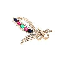 Bouquet of Flowers Brooch with Rubies, Sapphires, Emerald and Diamonds