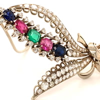 Bouquet of Flowers Brooch with Rubies, Sapphires, Emerald and Diamonds