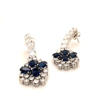 Day and Night Earstuds with Sapphires and Diamonds in 18 Karat White Gold