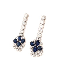 Day and Night Earstuds with Sapphires and Diamonds in 18 Karat White Gold