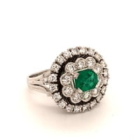 Fabilous Emerald and Diamond Ring in 18 Karat White Gold