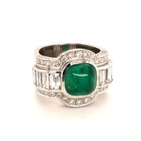 4.50 Carat Emerald and Diamond Ring in 18 Karat White Gold