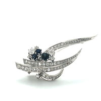 1970s Sapphire and Diamond Brooch in White Gold