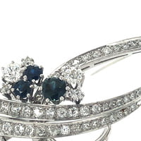 1970s Sapphire and Diamond Brooch in White Gold