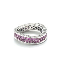 Pink Sapphire and Diamond Eternity Ring in White Gold 750