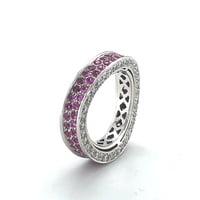 Pink Sapphire and Diamond Eternity Ring in White Gold 750