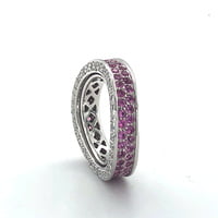 Pink Sapphire and Diamond Eternity Ring in White Gold 750