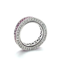 Pink Sapphire and Diamond Eternity Ring in White Gold 750