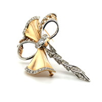 Retro Diamond Bow Brooch in 18 Karat Rose Gold and Platinum 950