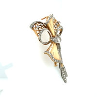 Retro Diamond Bow Brooch in 18 Karat Rose Gold and Platinum 950