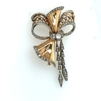 Retro Diamond Bow Brooch in 18 Karat Rose Gold and Platinum 950