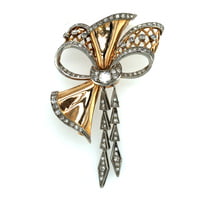 Retro Diamond Bow Brooch in 18 Karat Rose Gold and Platinum 950