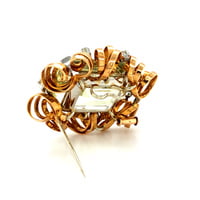 Retro Pendant/Brooch with Beryl and Diamonds in 18 Karat Rose and White Gold