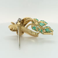 Gübelin Retro Brooch in 18 Karat Gold with Emeralds, Diamonds, and Ruby