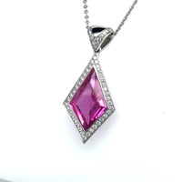 5.65 Carat Pink Sapphire and Diamond Pendant in 18 Karat White Gold