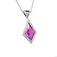 5.65 Carat Pink Sapphire and Diamond Pendant in 18 Karat White Gold