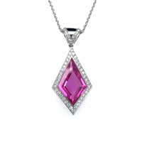 5.65 Carat Pink Sapphire and Diamond Pendant in 18 Karat White Gold