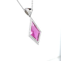 5.65 Carat Pink Sapphire and Diamond Pendant in 18 Karat White Gold