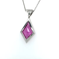 5.65 Carat Pink Sapphire and Diamond Pendant in 18 Karat White Gold