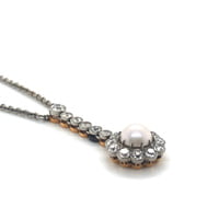 Belle Époque Natural Pearl and Diamond Necklace in Platinum and Gold