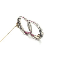 Art Deco Brooch in Platinum with Diamonds and Synthetic Rubies