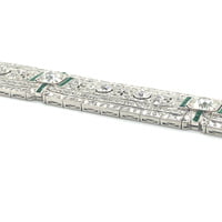 Magnificent Art Deco Diamond and Emerald Bracelet in Platinum by Betteridge