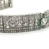 Magnificent Art Deco Diamond and Emerald Bracelet in Platinum by Betteridge
