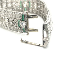 Magnificent Art Deco Diamond and Emerald Bracelet in Platinum by Betteridge