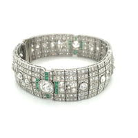 Magnificent Art Deco Diamond and Emerald Bracelet in Platinum by Betteridge