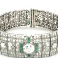 Magnificent Art Deco Diamond and Emerald Bracelet in Platinum by Betteridge