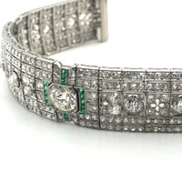 Magnificent Art Deco Diamond and Emerald Bracelet in Platinum by Betteridge