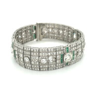 Magnificent Art Deco Diamond and Emerald Bracelet in Platinum by Betteridge