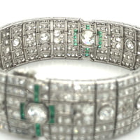 Magnificent Art Deco Diamond and Emerald Bracelet in Platinum by Betteridge