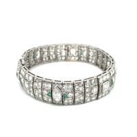 Stunning Diamond and Emerald Art Deco Bracelet in Platinum 950