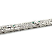 Stunning Diamond and Emerald Art Deco Bracelet in Platinum 950