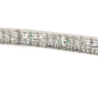 Stunning Diamond and Emerald Art Deco Bracelet in Platinum 950