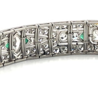 Stunning Diamond and Emerald Art Deco Bracelet in Platinum 950