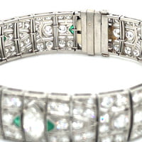Stunning Diamond and Emerald Art Deco Bracelet in Platinum 950