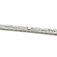 Stunning Diamond and Emerald Art Deco Bracelet in Platinum 950