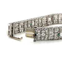 Stunning Diamond and Emerald Art Deco Bracelet in Platinum 950