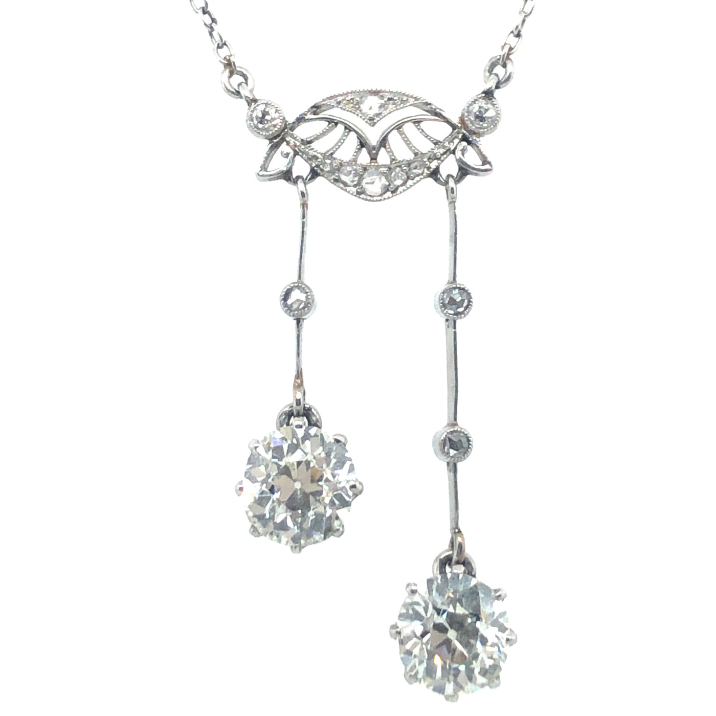 Gorgeous Belle Époque Négligée Diamond Necklace in Platinum 950