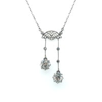 Gorgeous Belle Époque Négligée Diamond Necklace in Platinum 950