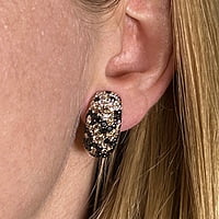 Earrings with White, Black and Champange Diamonds in 18 Karat Red Gold